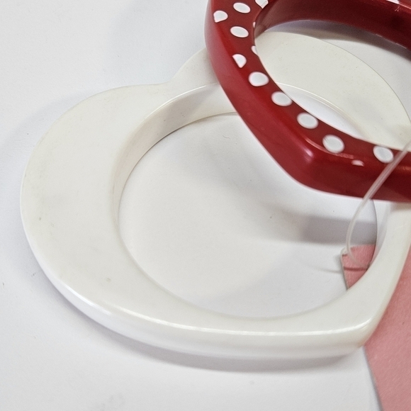 NEW Polka Dot Love Heart Plastic Bangle Two-Pack Valentine's Day 2011 - Picture 3 of 4